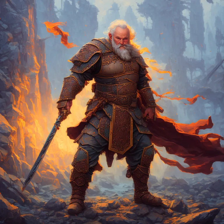 Medieval Dwarf Warrior, Adventurous, Dim Lighting, Dgtl