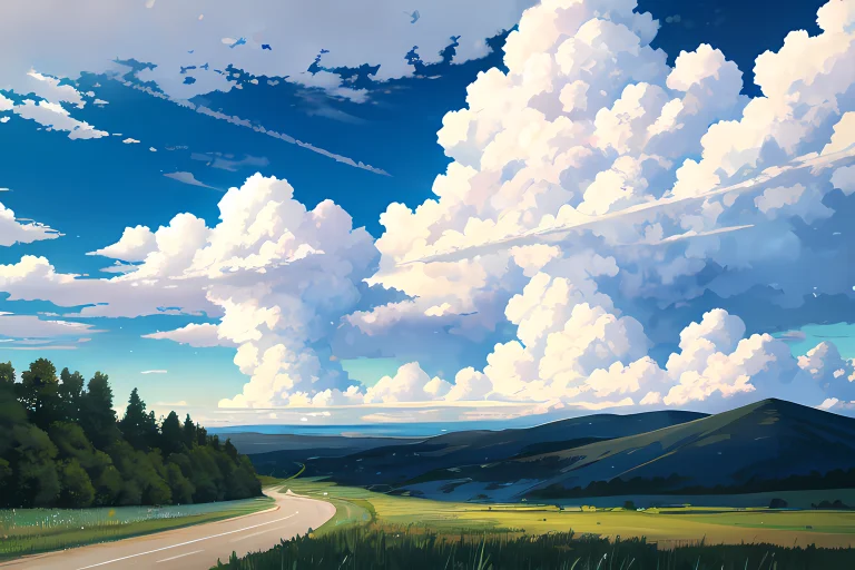Blue Sky Bush Cloud Cumulonimbus Cloud Day Grass Mountain No...