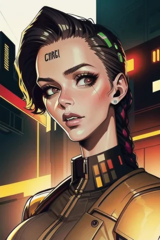 Portrait Of Beautiful Cyberpunk Woman, Cyborg, In Cyberpunk... — Stable Diffusion AI Prompt: portrait of beautiful cyberpunk woman, cyborg, in cyberpunk city, face focus 