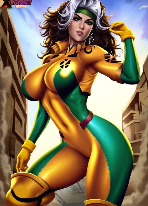 Rogue X-men, Masterpiece, Best Quality, Cowboy Shot, 1girl,...