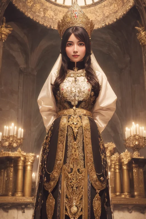 A Beautiful Girl, Perfect Face, Full Body, Priest Dress, God...