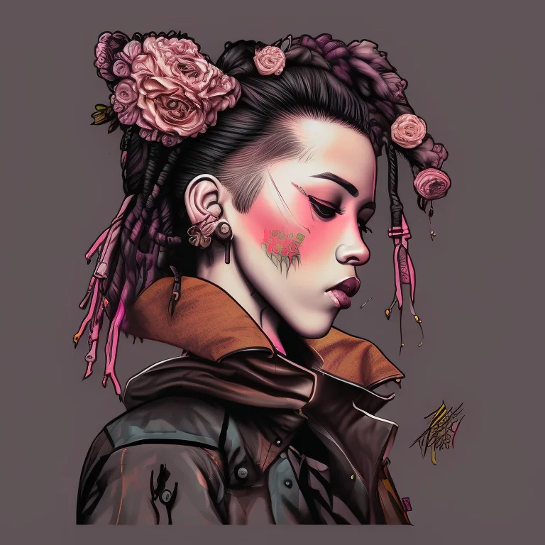 A Close-up Photo Of A Woman With A Mohawk Under Her Hair And...