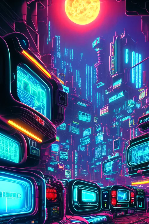 Highly Detailed, Lots Of Crt Tvs, In A Cybernetics City, Neo...