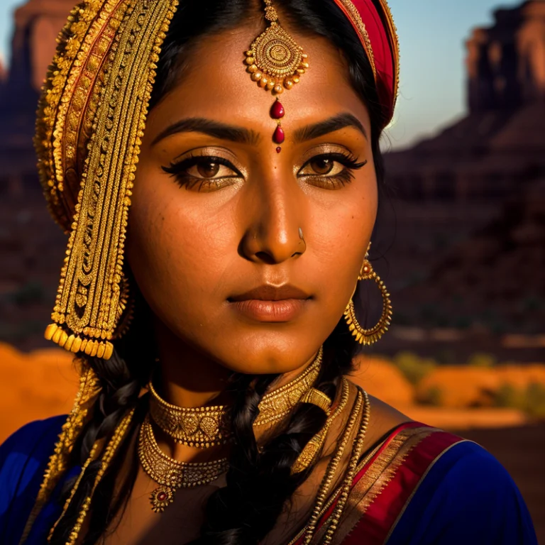 Indian Woman Looking At Camera, Traditional Costume, Traditi...