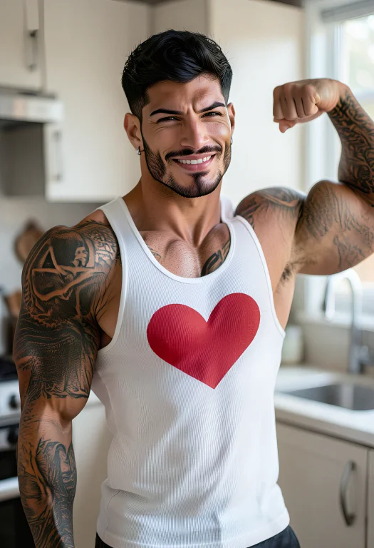 Photography Of A Handsome Muscular Tattooed Guy With Short B...