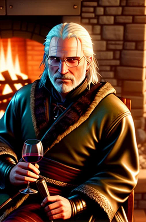 Chubby Geralt Of Rivia Witcher, Over 100 Years Old, Wearing...