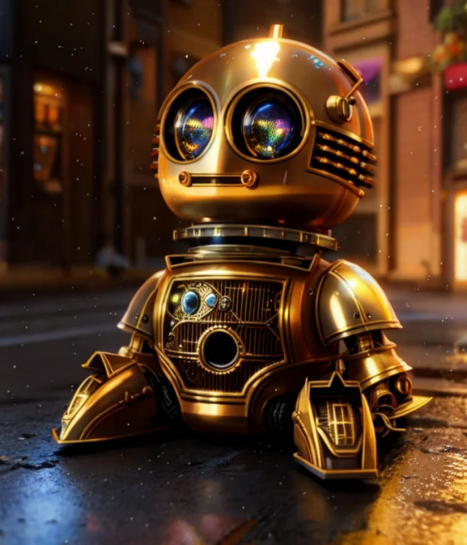 Very Cute Little Steampunk Robot C-3po Sitting On The Ground...