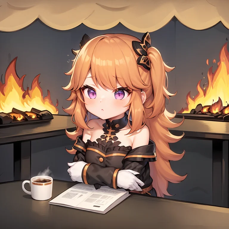 Thisisfine, 1girl, Orange Hair,purple Eyes1.2, Kiara, Crosse...