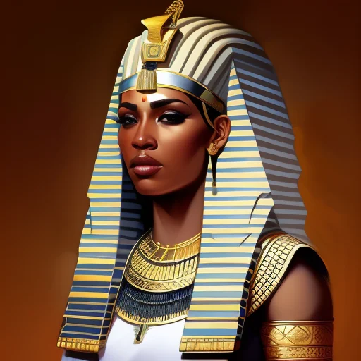 Woman, White Headdress, Egyptian Golden Collar, Art By Embbl...