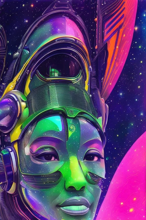 Portrait Of A High-tech Astronaut Floating In Outer Space, N...