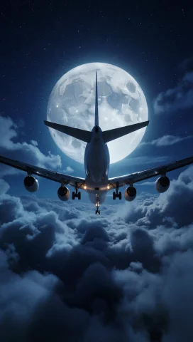 A Large Commercial Airplane Viewed From Directly Underneath... — Stable Diffusion AI Prompt: A large commercial airplane viewed from directly underneath as it flies through...