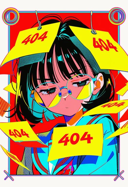 Masterpiece, Vibrant 1990s Retro-modern Anime Scene Of A Gir...