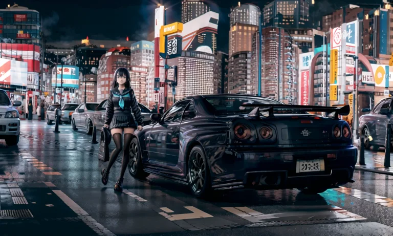 1girl1.5, Masterpiece, Best Quality, Car, Solo, Girl Stand I...