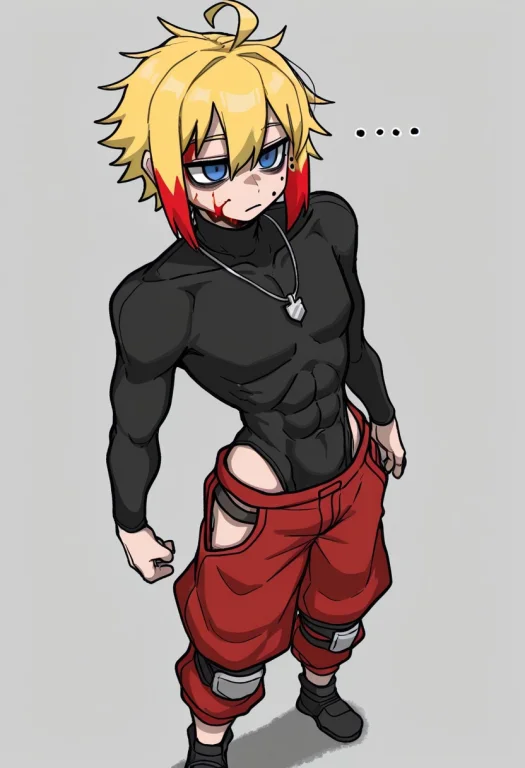 Solo, Boy, 1boy, Male, Short, Baggy Red Pants, Yellow Hair,...