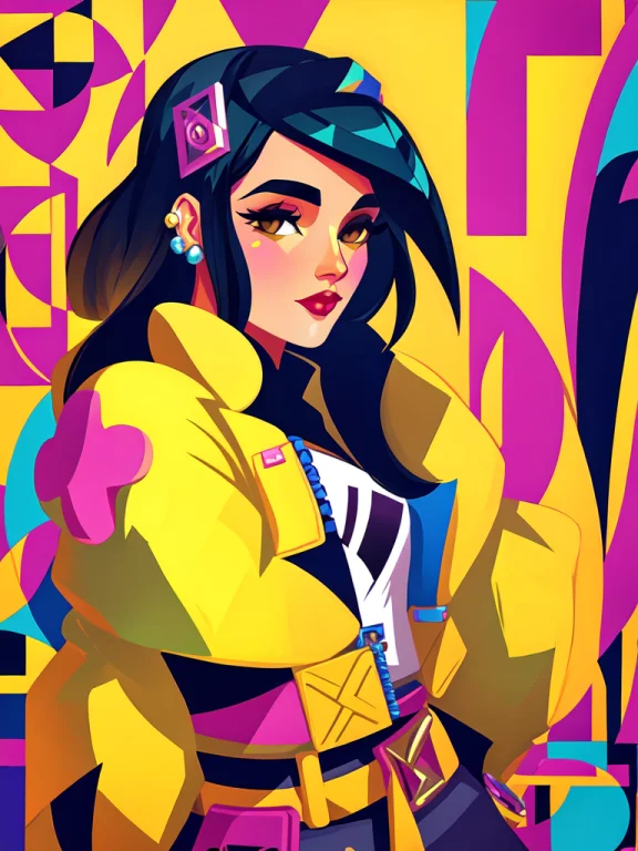 A Portrait Of Kljy, Yellow Jacket, In A Stylized Art Deco Or...