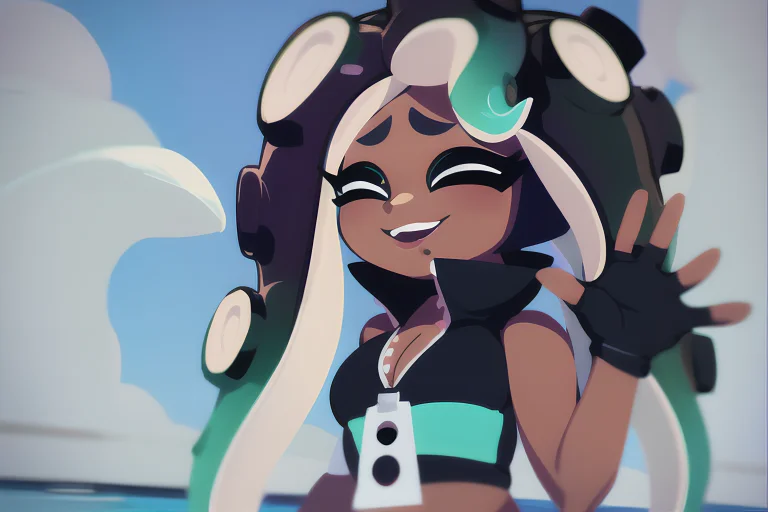 Splatoon, Sfw, Cute, Marina, In The Clouds, Hands Up, Deskto...