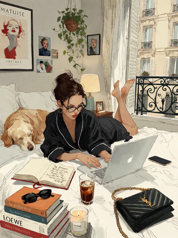 Bradhamel Art Style. A Young Woman With Dark Hair In A Bun A...
