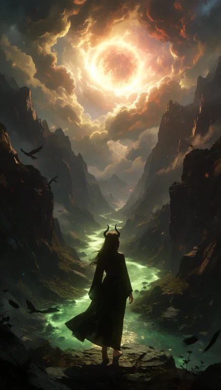 A Lone Female Figure With A Silhouette Defined By Sharp, Ang...