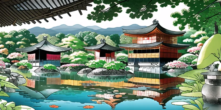 Kyoto Garden In The Style Of Loragraphicillust121,