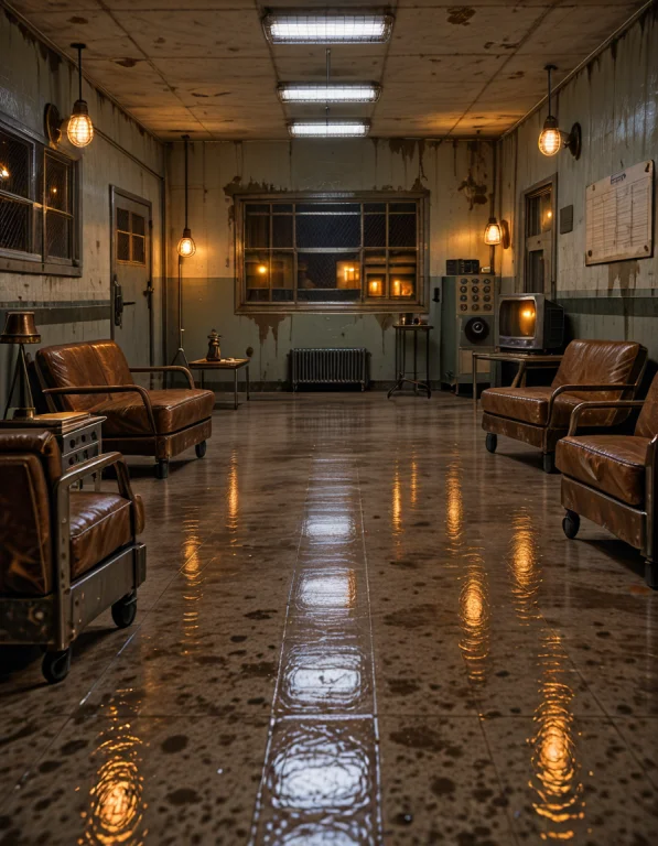4sylum W4rd, Photorealistic, Empty 1960s-1970s Psychiatric H...