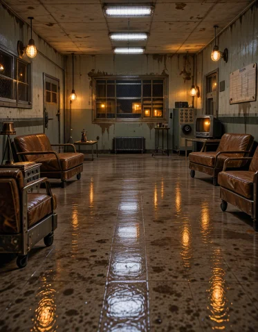 4sylum W4rd, Photorealistic, Empty 1960s-1970s Psychiatric H... — Stable Diffusion AI Prompt: 4sylum w4rd, photorealistic, empty 1960s-1970s psychiatric hospital common room...