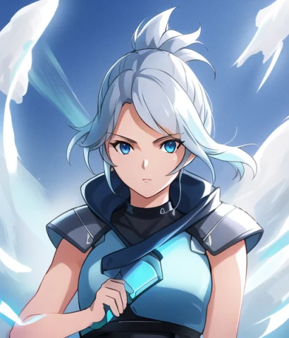 Jett, Flying, Floating, Sky, Upper Body, 1girl, Solo, Blue E... — Stable Diffusion AI Prompt: jett, flying, floating, sky, upper body, 1girl, solo, blue eyes, gloves, weapon,...