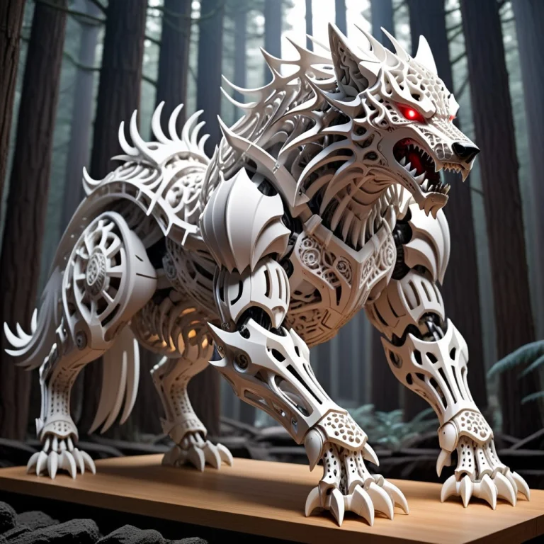 A Powerful Orc Riding A Giant Wolf Through A Deep Forest, Al...