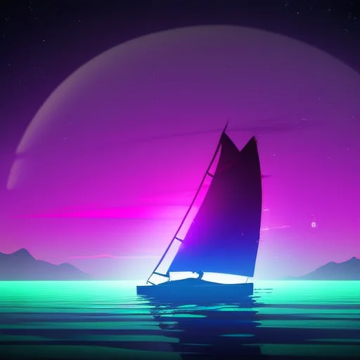 Neonskiesai, A Sailboat Sailing The Sea