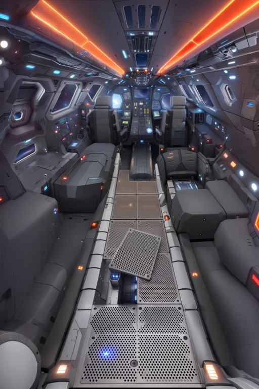 A Photo Of The Interior Of A Futurist Scifi Small Cargo Spac...