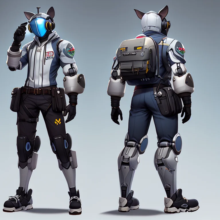 Highly Detailed Full Body Of Character Turnaround Of A Robot...