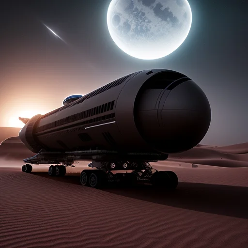 Fantasy Art, Spaceship Landed, Two Big Engines, Insane Detai...