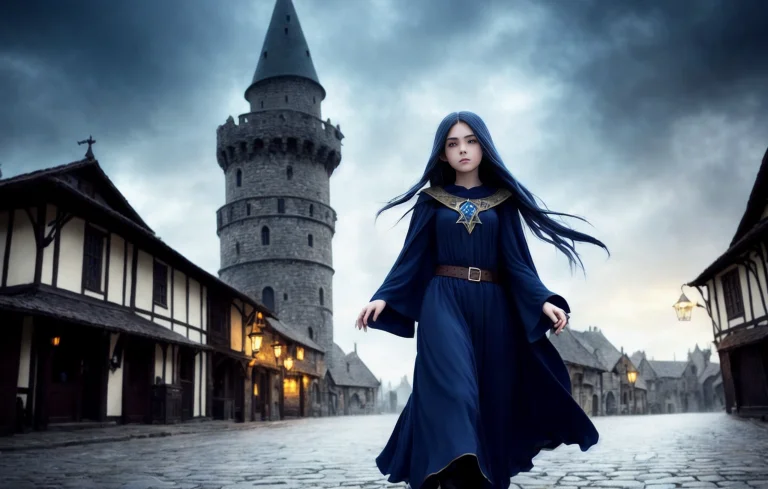 Irl, Young Sorceress, Long Hair, Hair Fluttering In The Wind...