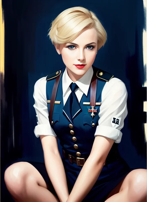 Waffen-ss, Blonde Hair, Short Hair, Blue Eyes, Eyeshadow, Kn...