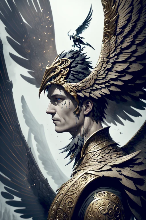 Dark Dim Dramatic Atmosphere 8k Portrait Man With Wings On I...