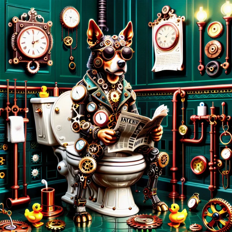 Clockstyle, Full-body Anthropomorphic Dog Sitting Comfortabl...