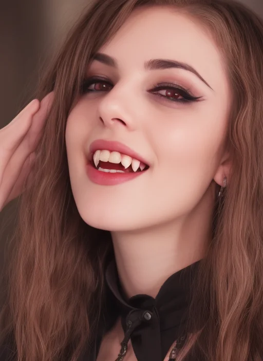 Adorable Swedish Vampire Girl1.1 With Sharp Pointed Fangs1.1...