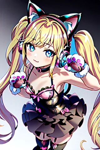 Masterpiece, Best Quality, Loralastluckycloe0.5, 1girl, Anim... — Stable Diffusion AI Prompt: masterpiece, best quality, , 1girl, animal ear headphones, animal hands, blonde...