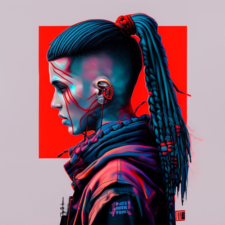 A Digital Photograph Of A Man With Blue Hair And Piercings O...