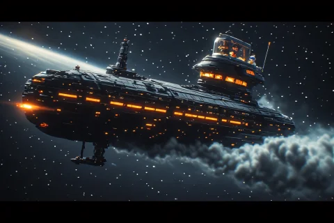 A Planet-sized Inter-planetary Spacecraft Of Luxurious Desig... — SDXL AI Prompt: A planet-sized inter-planetary spacecraft of luxurious design, featuring a abyss...