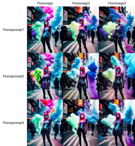 Cyber Woman In A Tokyo Street, Colorful Smoke, Flonixprompt1 — Stable Diffusion AI Prompt: Cyber woman in a tokyo street, colorful smoke, Flonixprompt1