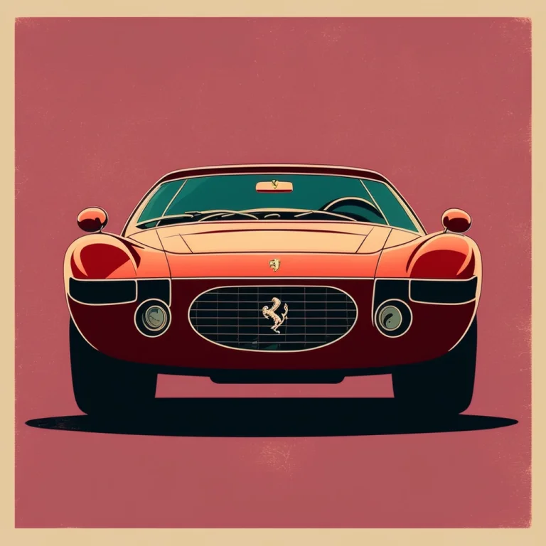 Vintage Style Ferrari Car, In Printdesign Style