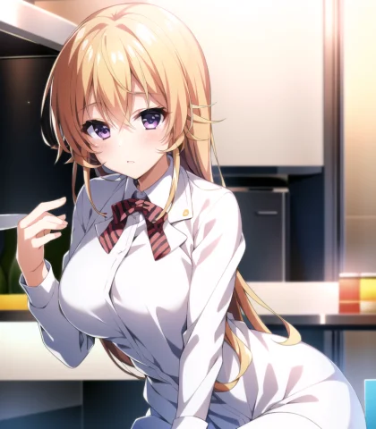 Masterpiece, Best Quality, 1girl, Loranakirierinafoodwarsv11... — Stable Diffusion AI Prompt: masterpiece, best quality, 1girl, , erina, chef outfit, white jacket, white pant...
