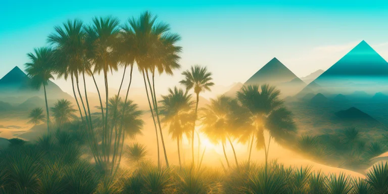 Dublex Style, An Oasis With Palms, Pyramids, Desert, Highly...