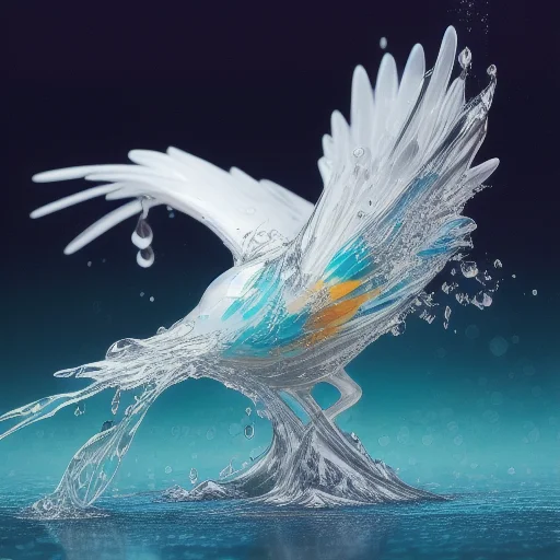 A Bird Made Of Liquid Splashes, Merging, Melting, Splashing,...