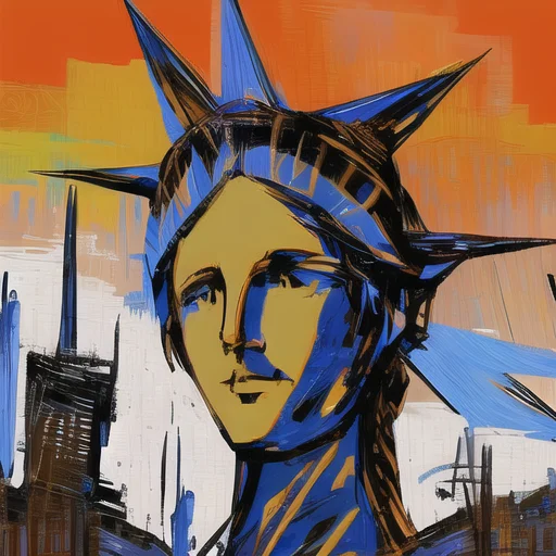 Statue Of Libertyabstract Background0.5, Expressionism, Digi...