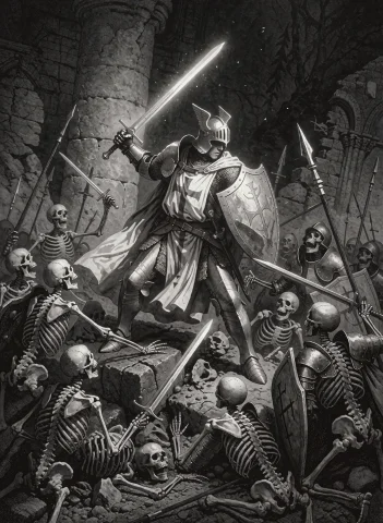 A Detailed Book Illustration In The Style Of Classic Fantasy... — Stable Diffusion AI Prompt: A detailed book illustration in the style of classic fantasy engravings, depicti...