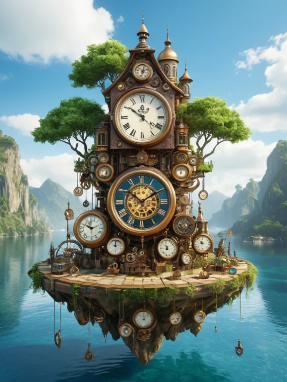 Clockstyle, Loraclockstyle-0000090.25 Floating Island Made O...