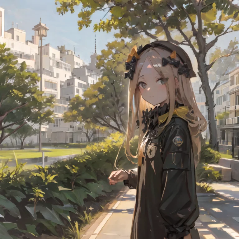 Masterpiece, Best Quality, 1girl, Tree, Sky, Palmtree, Sunse...