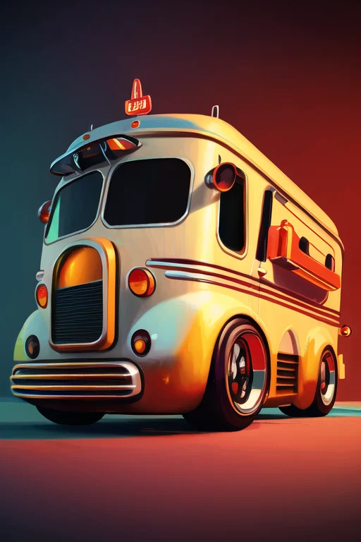 Masterpiece Illustration1.3 Futuristic Toon Travel Mini Bus...