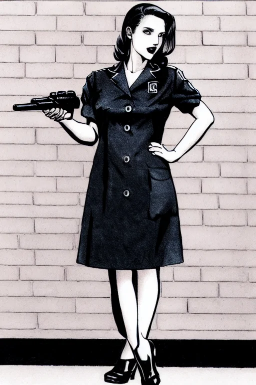 Therpgchargenesafart Monochrome, 1girl Holding A Gun, In A ,...